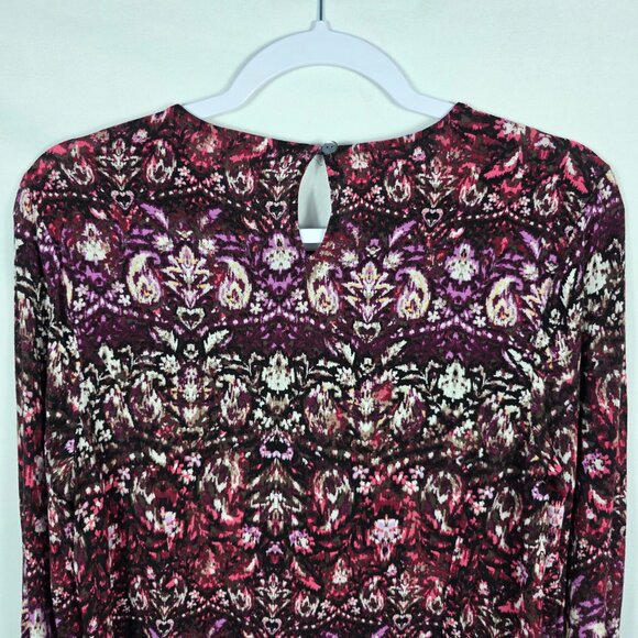 J. Jill Blouse Women's Size Small Purple Black Mixed Print Smocked Bodice - Picture 11 of 14